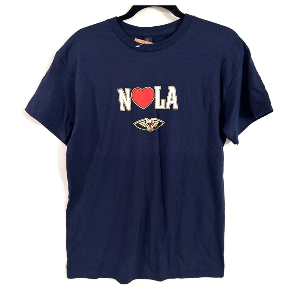 NWT NBA NOLA I Love New Orleans NBA Pelicans Heart Theme Ladies' Crewneck Tee